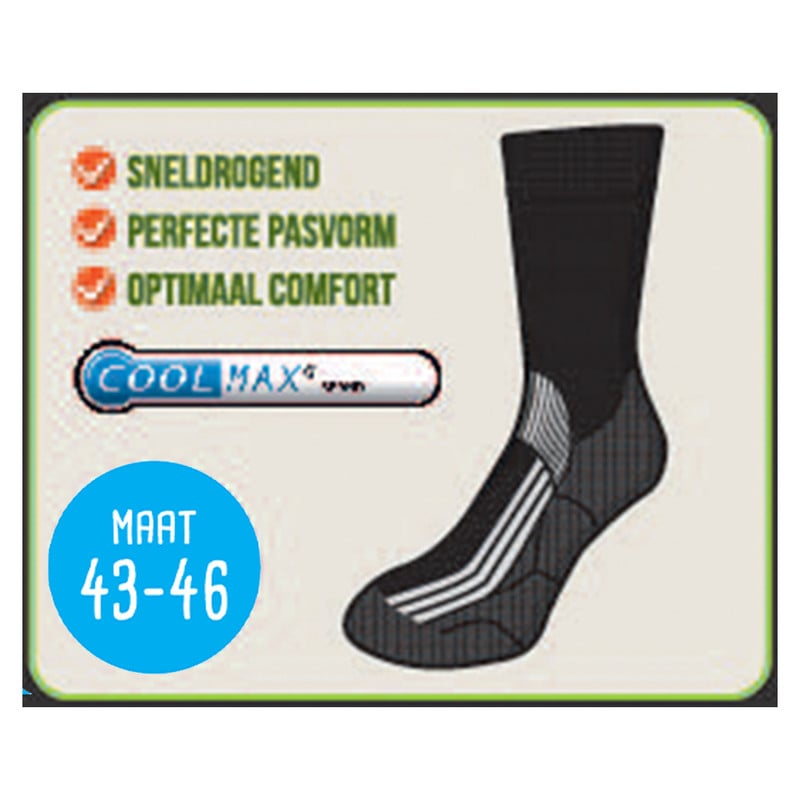 Coolmax trekkingsokken 43/46 - 2 paar - blauw