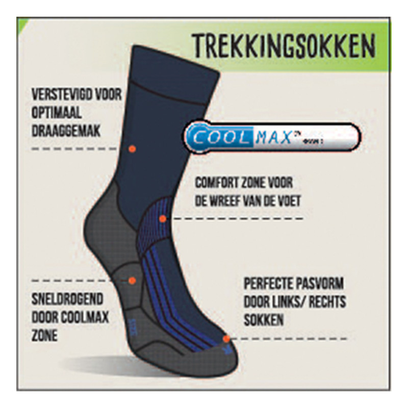 Coolmax wandelsokken - blauw - maat 35-38 