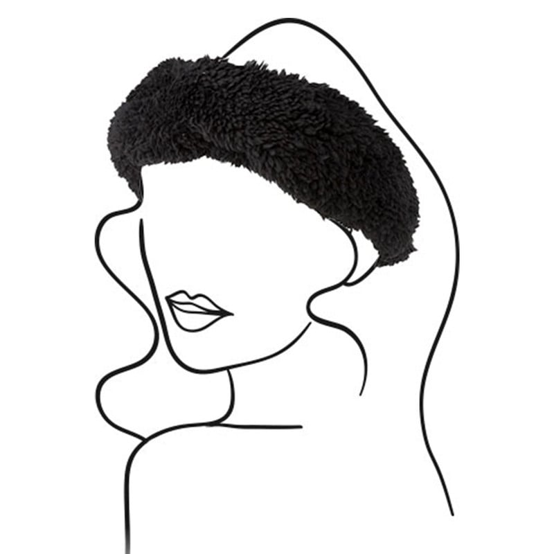 Hoofdband teddy - zwart - one size