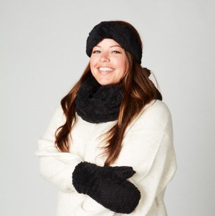 Hoofdband teddy - zwart - one size