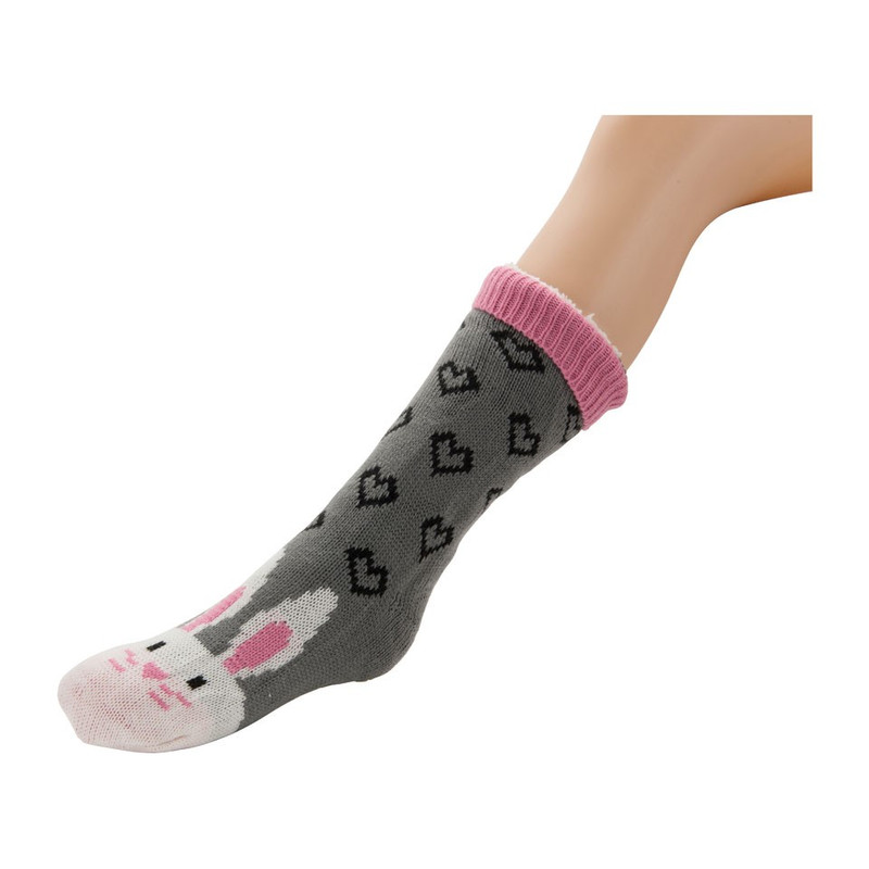 Huissokken konijn - maat 35-38 - grijs