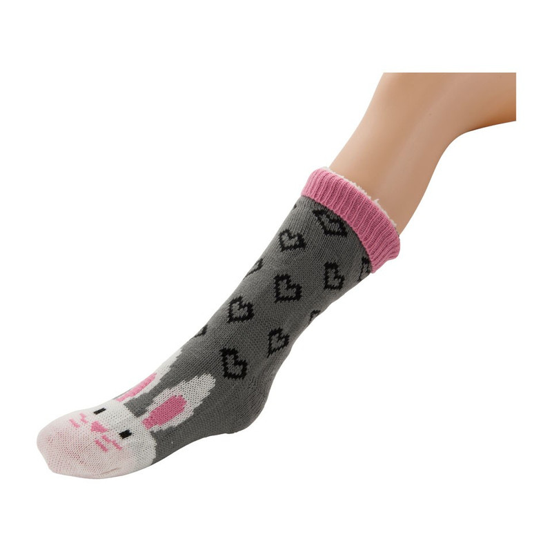 Huissokken konijn - maat 39-41 - grijs