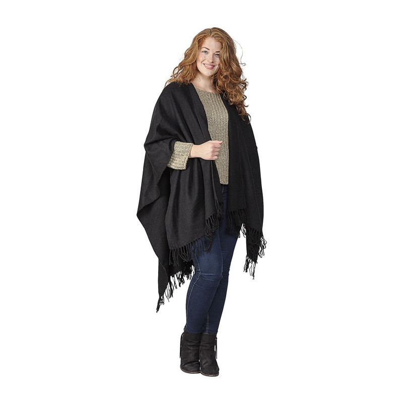 Omslagdoek met split - zwart