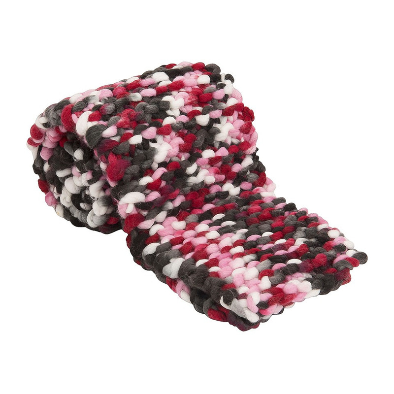 Sjaal grof gebreid - roze/grijs