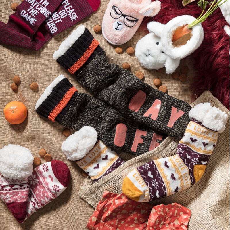 Huissokken loungewear - zwart/oranje - maat 41/46