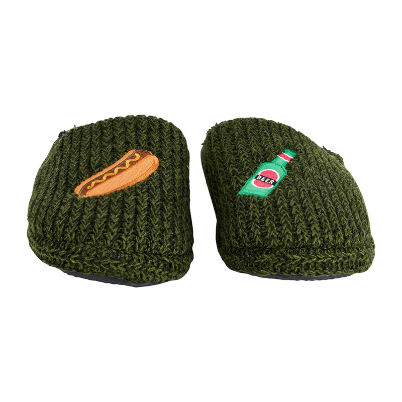 Pantoffels hotdog en bier - groen