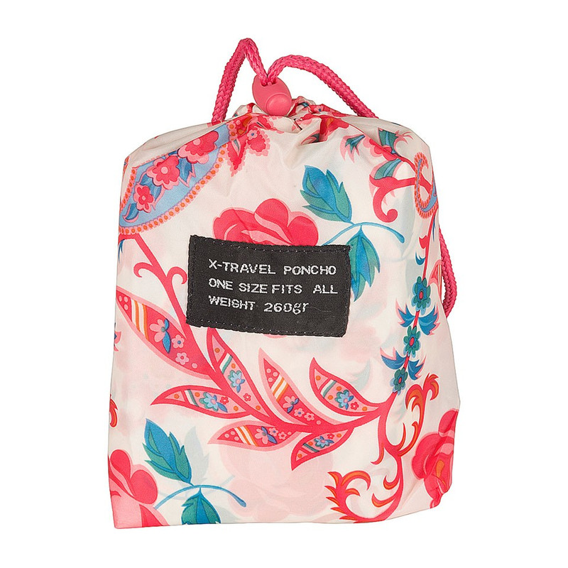 Poncho pink/blue flowers - roze