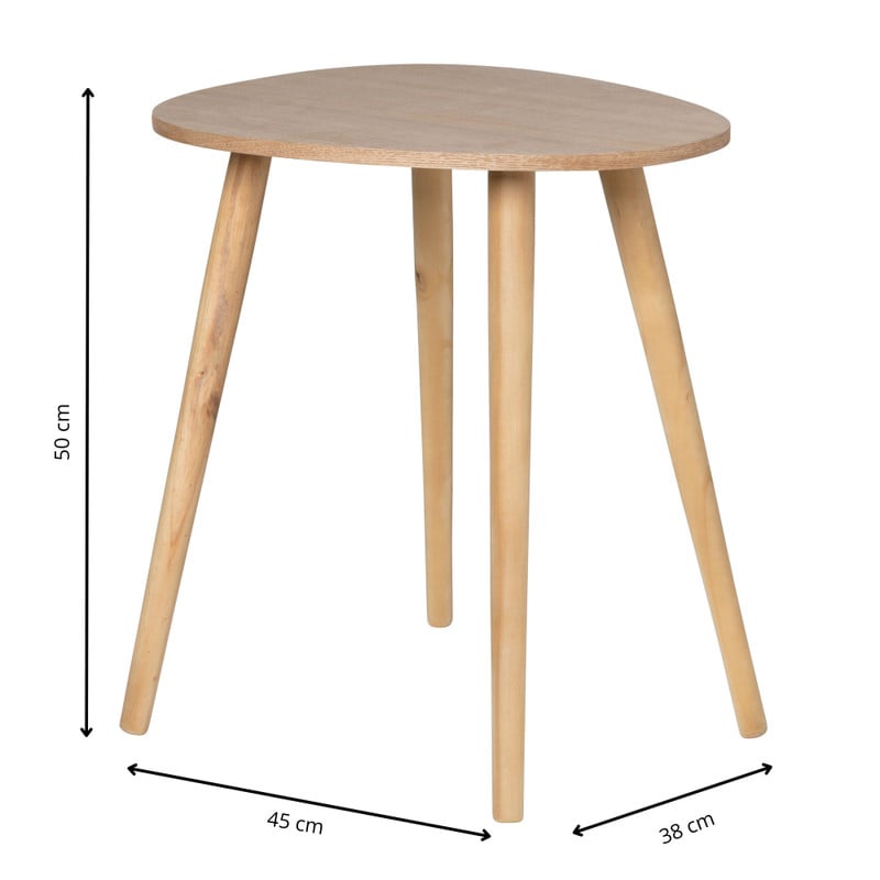 Bijzettafel lund ovaal klein - naturel - 50x38x45 cm
