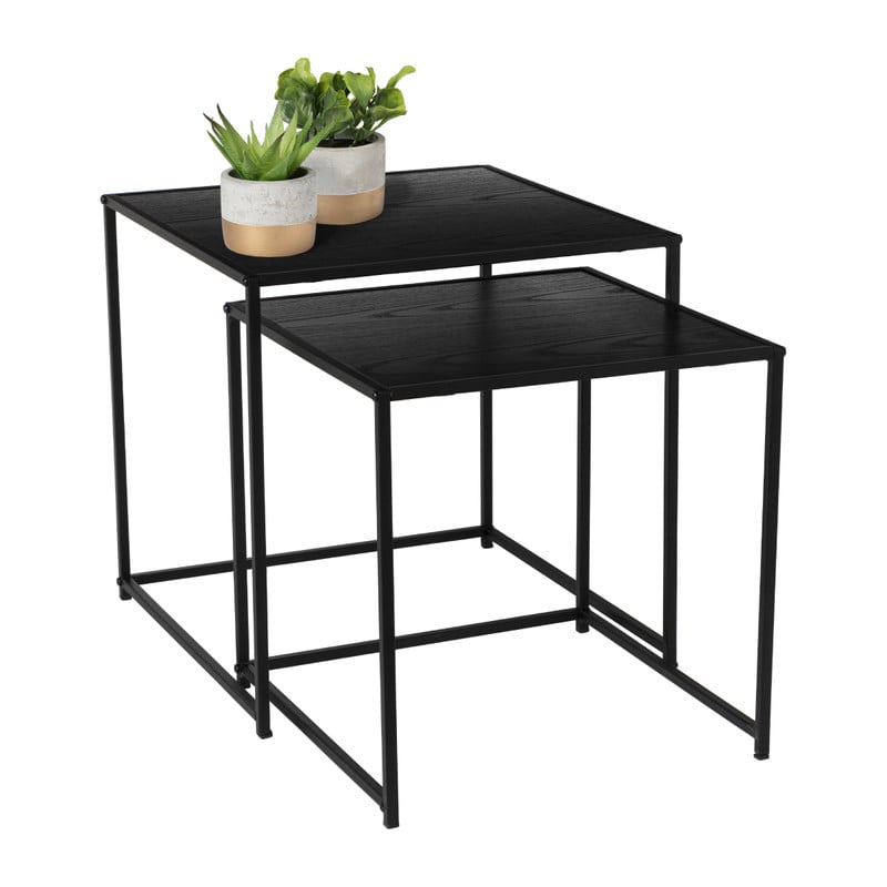 Bijzettafel Noah - zwart - set van 2