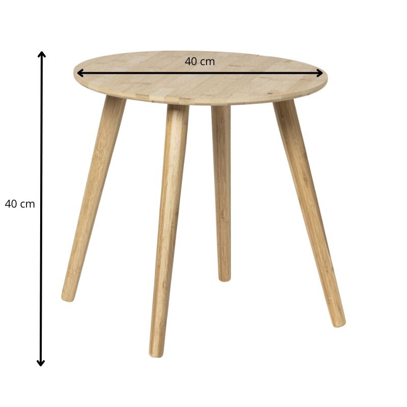 Bijzettafel bamboe Manou rond - naturel - ø40x40 cm
