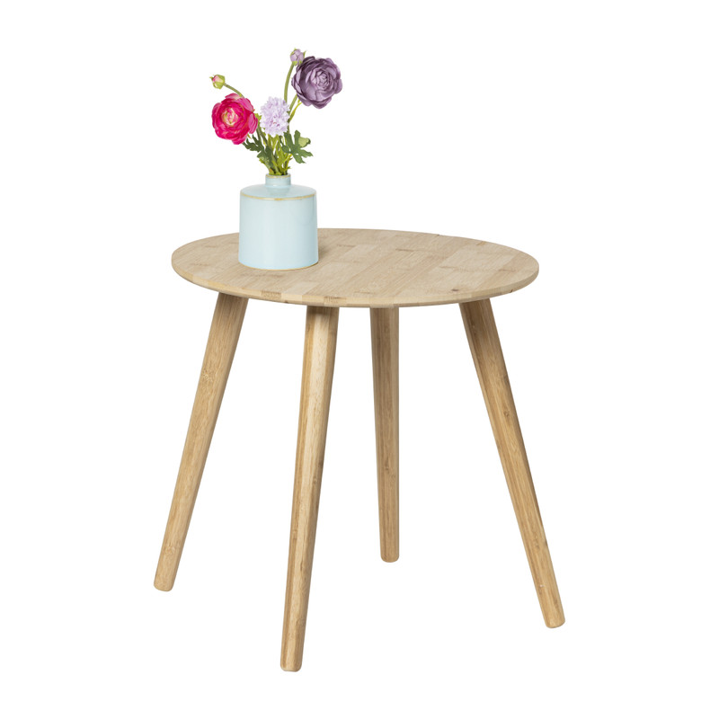 Bijzettafel bamboe Manou rond - naturel - ø40x40 cm