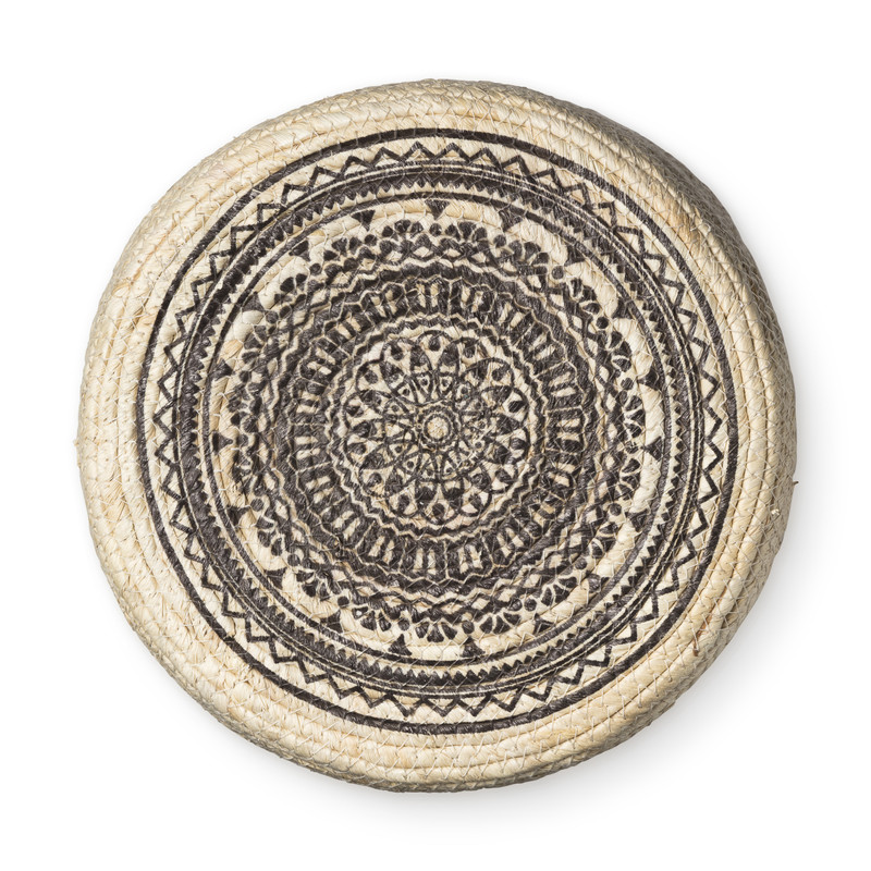 Poef riet - mandala - ⌀47x45 cm 