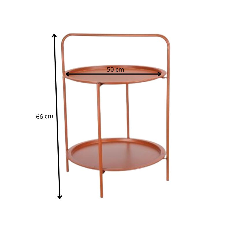 Bijzettafel terra - metaal - ø50x66 cm