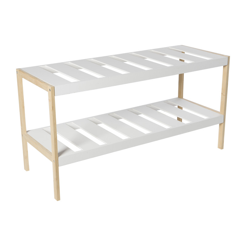 Schoenenrek 2-laags - bamboe - 36x70x26 cm