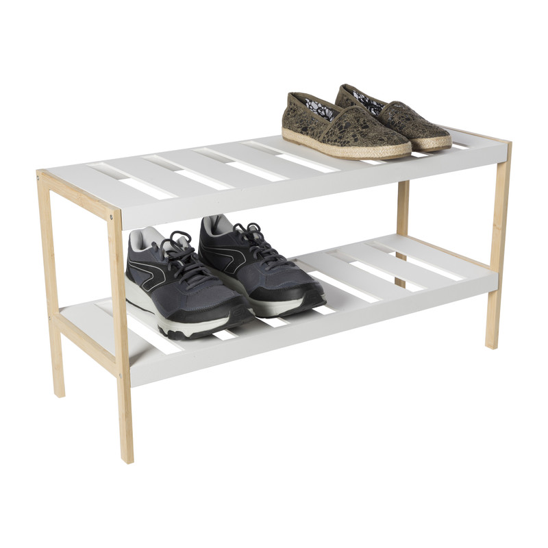 Schoenenrek 2-laags - bamboe - 36x70x26 cm