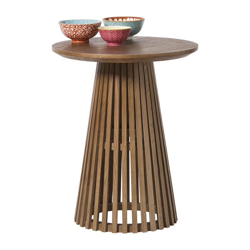 Bijzettafel Japandi rond - bruin - ø40x50 cm