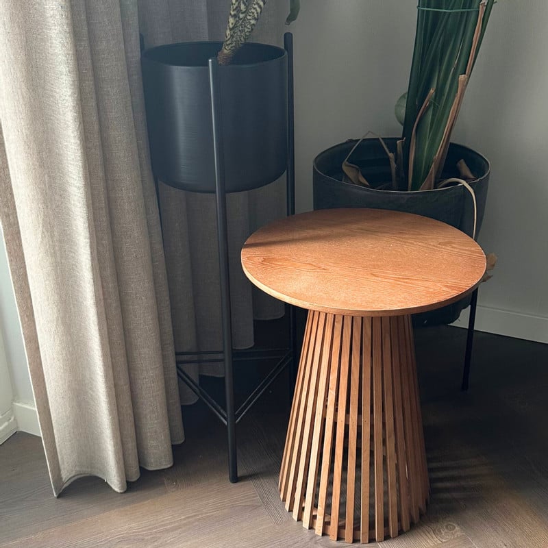 Bijzettafel Japandi rond - bruin - ø40x50 cm