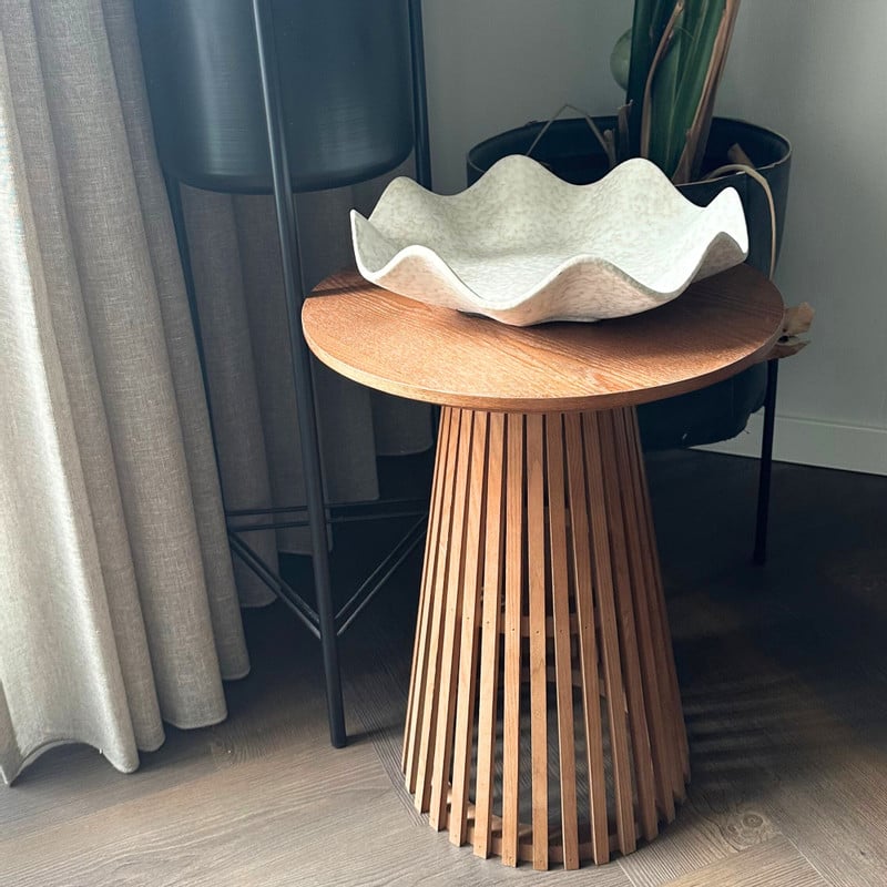 Bijzettafel Japandi rond - bruin - ø40x50 cm