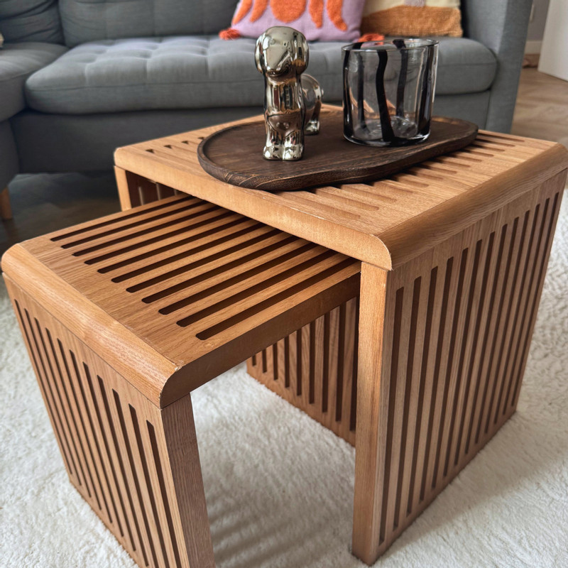 Bijzettafel Japandi groot - bruin - 40x42x35 cm