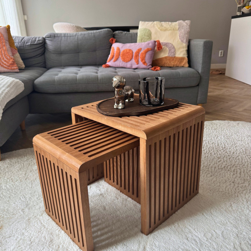 Bijzettafel Japandi groot - bruin - 40x42x35 cm