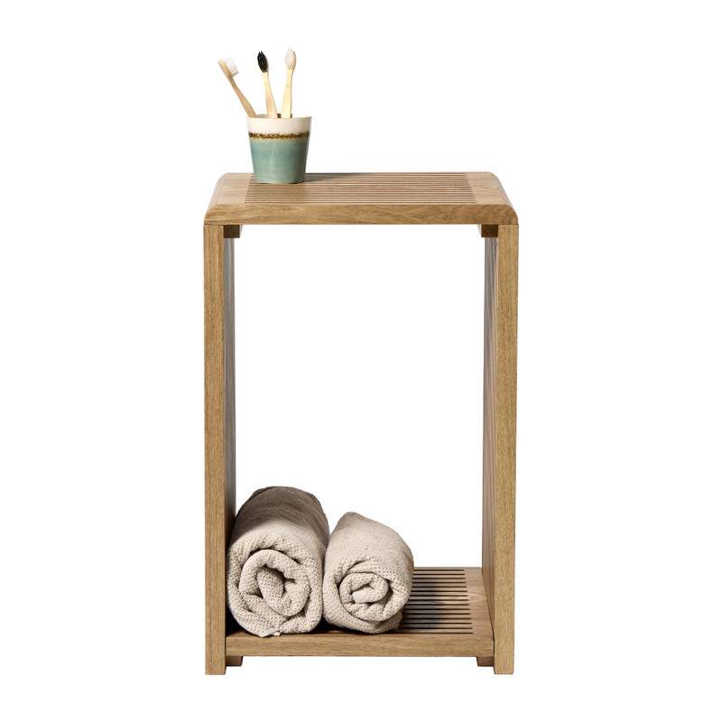 Bijzettafel Japandi hoog - bruin - 60x39x39 cm