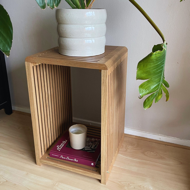 Bijzettafel Japandi hoog - bruin - 60x39x39 cm