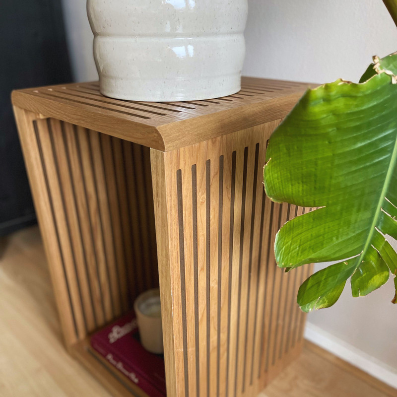 Bijzettafel Japandi hoog - bruin - 60x39x39 cm