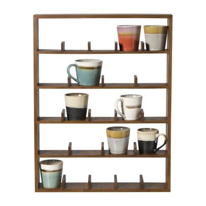 Wandkast voor 23 mokken - bruin - 63.5x48x9 cm