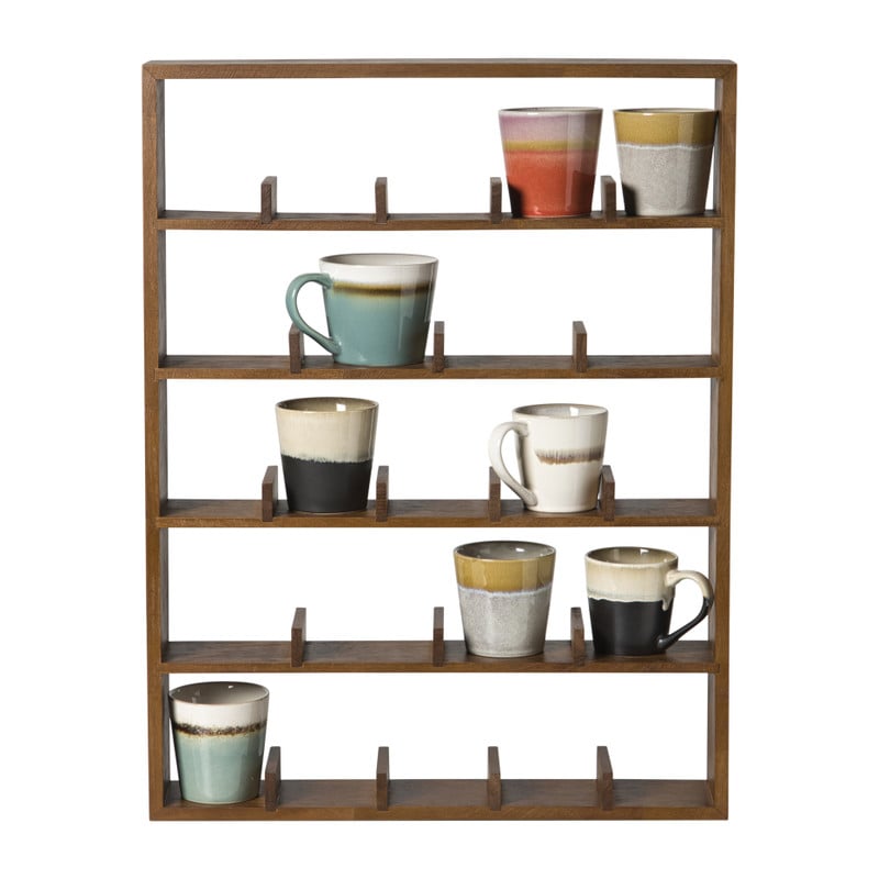 Wandkast voor 23 mokken - bruin - 63.5x48x9 cm