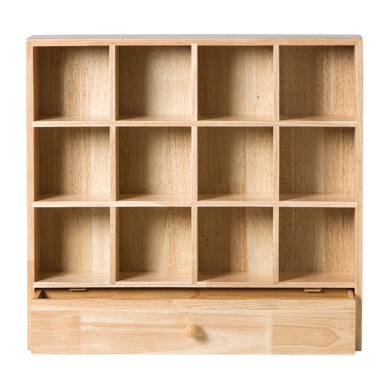 Wandkastje voor mokken met lade - bruin - 53x50x10 cm