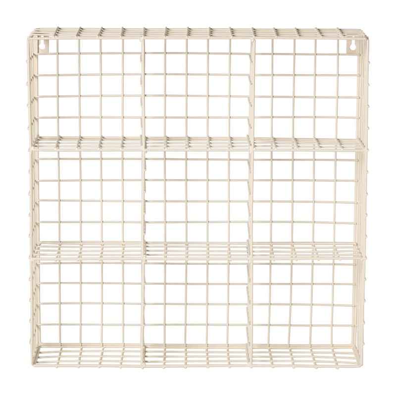 Wandrek wire 9 vakken - beige - 40x40x10 cm