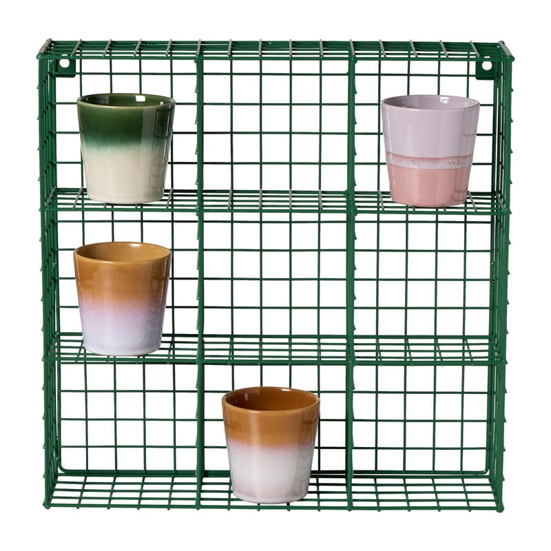 Wandrek wire 9 vakken - groen - 40x40x10 cm