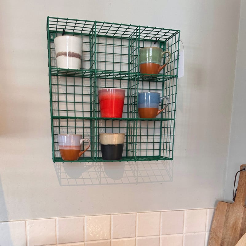 Wandrek wire 9 vakken - groen - 40x40x10 cm