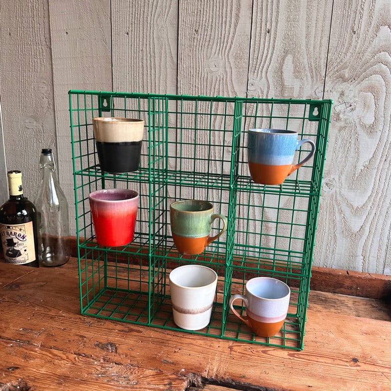 Wandrek wire 9 vakken - groen - 40x40x10 cm