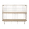 Wandrek wire met haken - beige - 40x32x14 cm