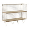 Wandrek wire met haken - beige - 40x32x14 cm