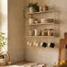 Wandrek wire met haken - beige - 40x32x14 cm