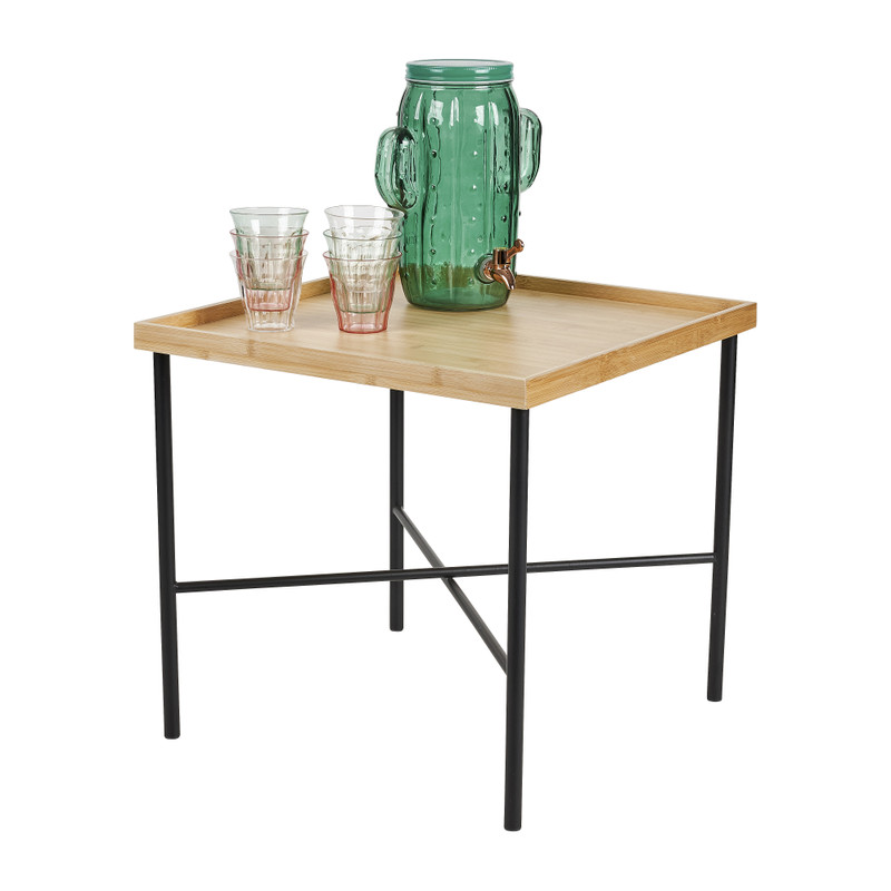 Bijzettafel bamboe/metaal - 52x52x50 cm