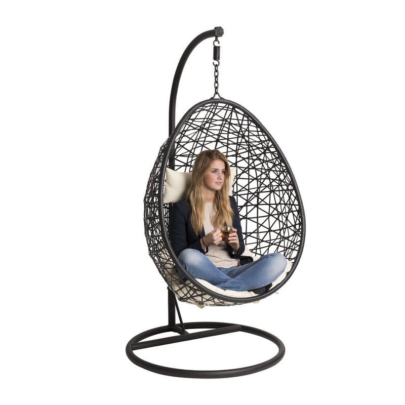 Hangstoel swing met standaard - zwart - 200x95x95 cm