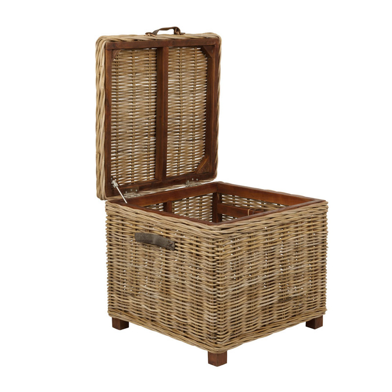 Rieten kist Kobo - 60x60x57 cm - grijs