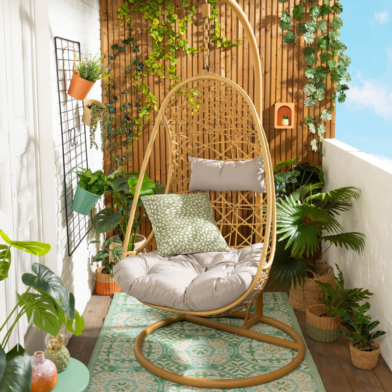 Hangstoel Ibiza met standaard - bruin/grijs - ø95x196 cm