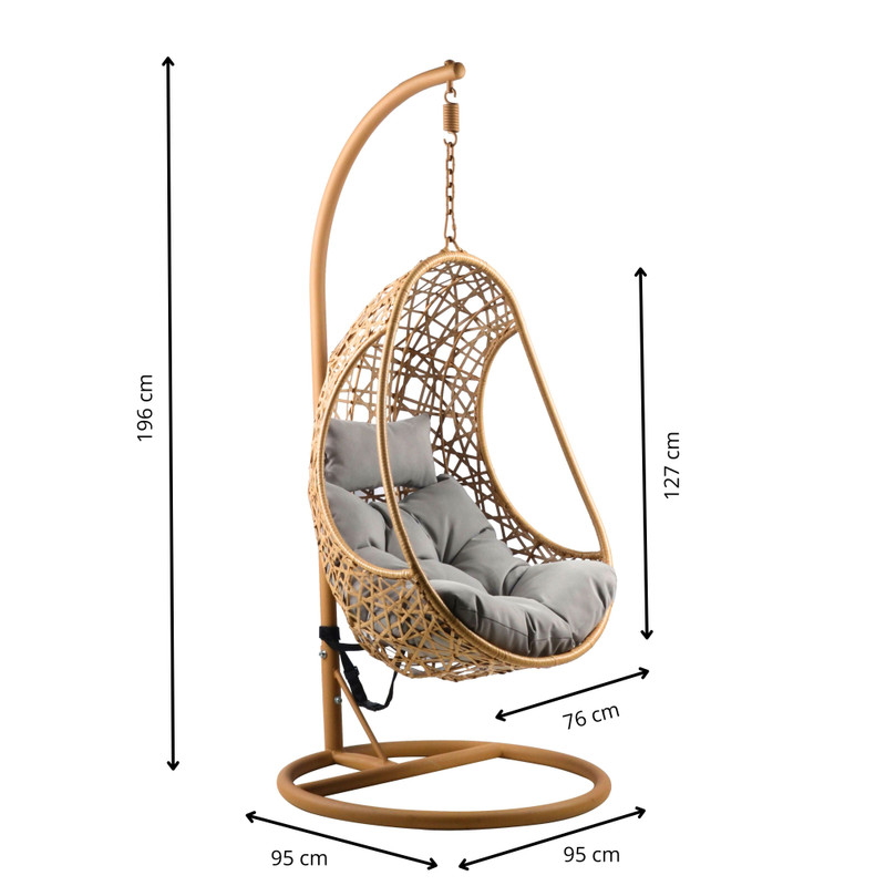 Hangstoel Ibiza met standaard - bruin/grijs - ø95x196 cm