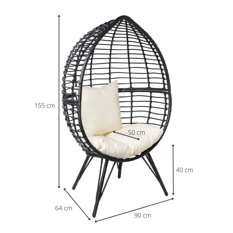 Transparant type cabine Egg chair zwart - 90x64x155 cm | Xenos