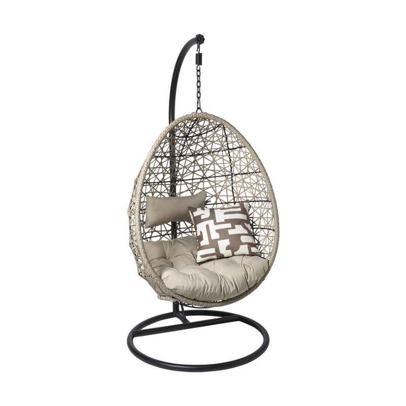 Hangstoel Hawaii met beige kussens - bruin - 196 cm
