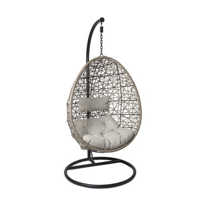 Hangstoel Hawaii met grjize kussens - bruin - 196 cm