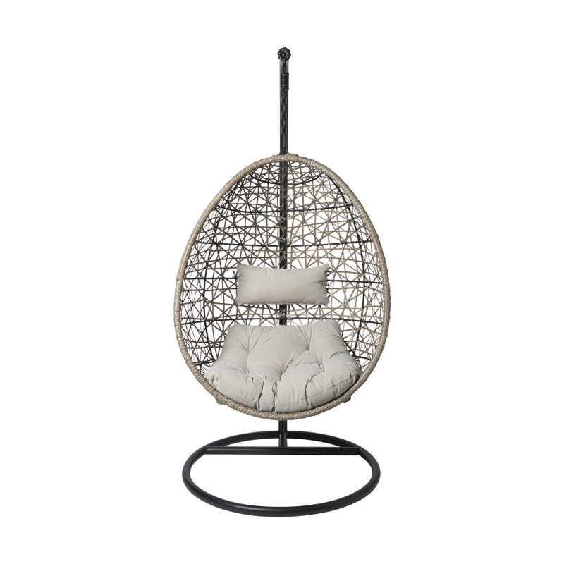 Hangstoel Hawaii met grjize kussens - bruin - 196 cm