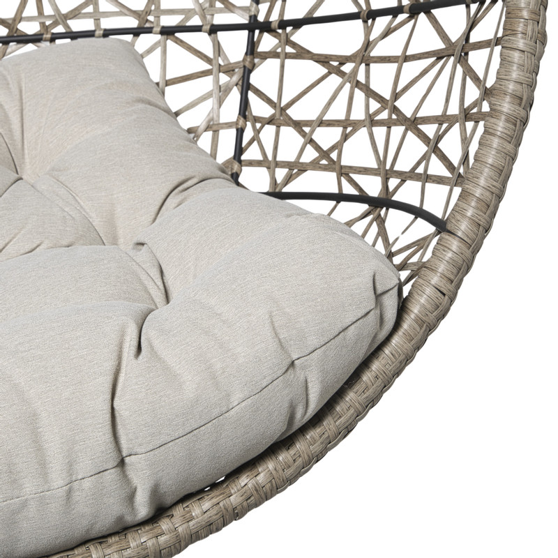 Hangstoel Hawaii met grjize kussens - bruin - 196 cm