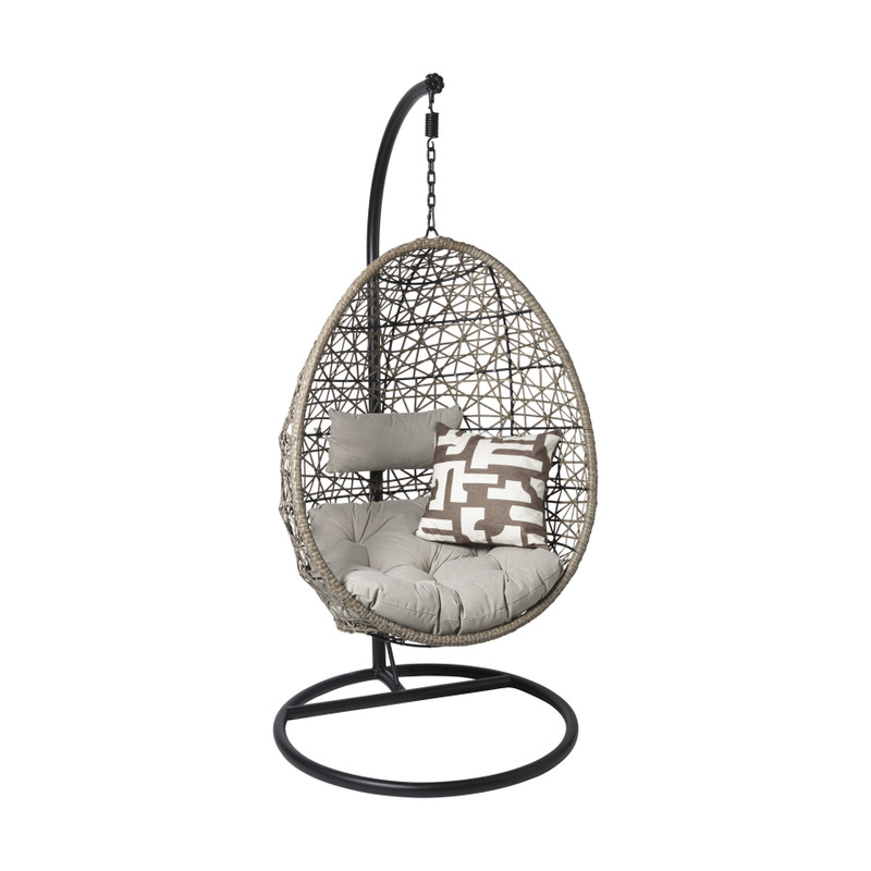 Hangstoel Hawaii met grjize kussens - bruin - 196 cm