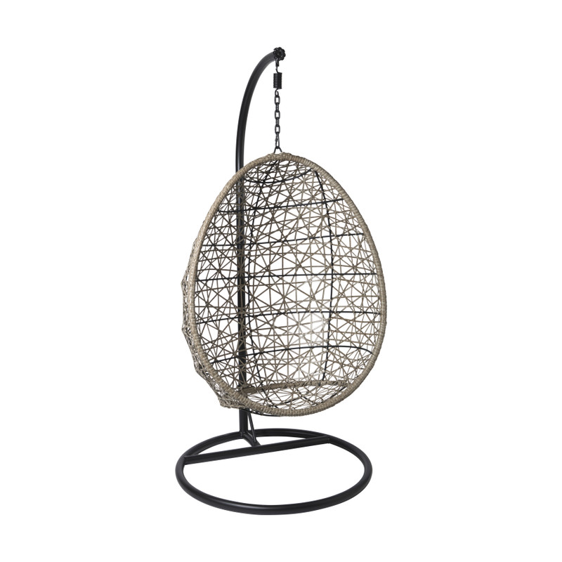 Hangstoel Hawaii met grjize kussens - bruin - 196 cm