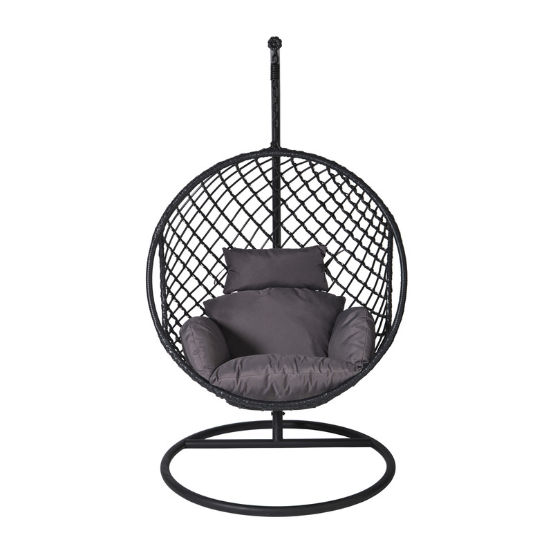 Hangstoel Havana met zwarte kussens - zwart - 186 cm